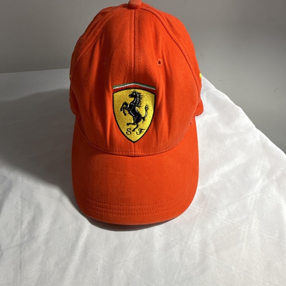 Puma Scuderia Ferrari Mens Orange Cotton Baseball Cap S/M Racing Hat